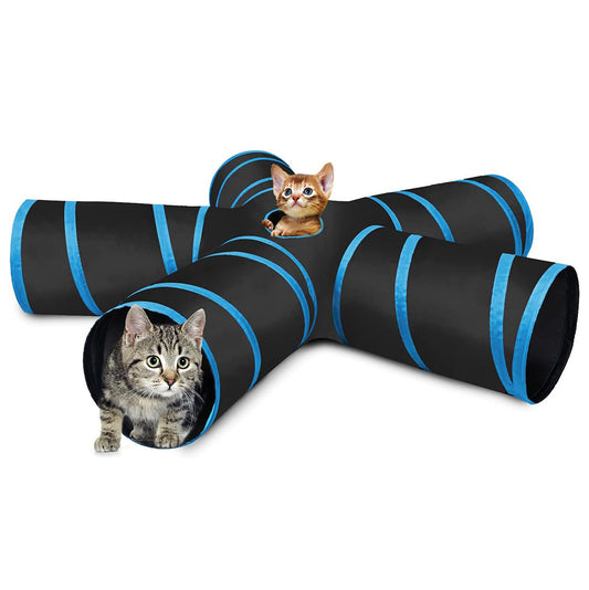Collapsible Cat Tunnel Tube 5 Way Interactive Kitten Toys Cats Peek Hole