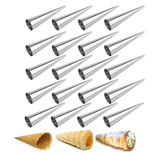 20Pcs Baking Cones Large Cream Cake Bread Horn Mould-L