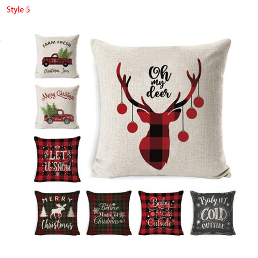 4pcs/8pcs Christmas Printed Pillowcases Cushion Covers Soft Sofa Pillow Cover Cases Home Decoration Pillowcases