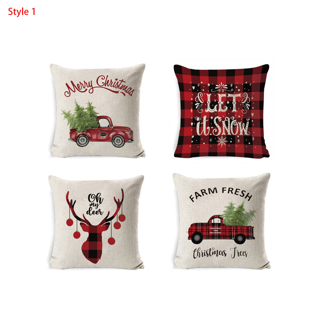 4pcs/8pcs Christmas Printed Pillowcases Cushion Covers Soft Sofa Pillow Cover Cases Home Decoration Pillowcases