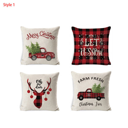 4pcs/8pcs Christmas Printed Pillowcases Cushion Covers Soft Sofa Pillow Cover Cases Home Decoration Pillowcases