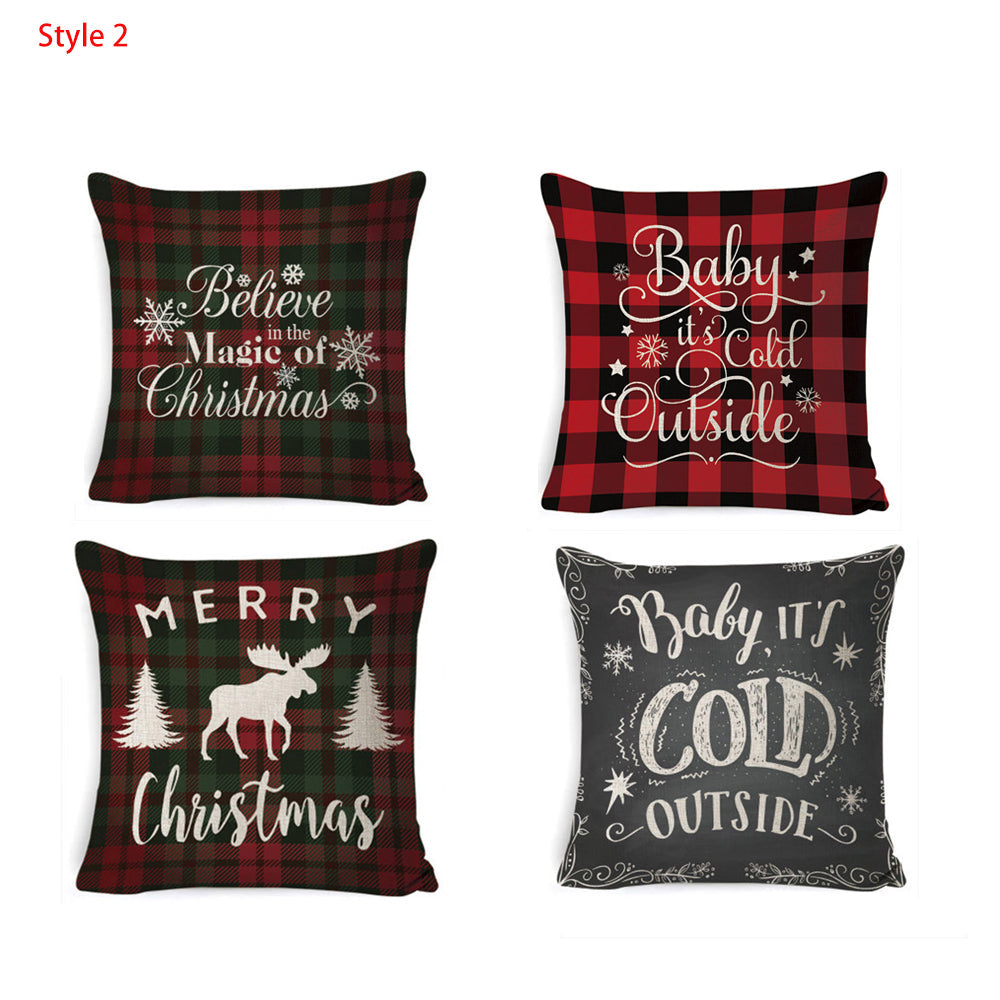 4pcs/8pcs Christmas Printed Pillowcases Cushion Covers Soft Sofa Pillow Cover Cases Home Decoration Pillowcases