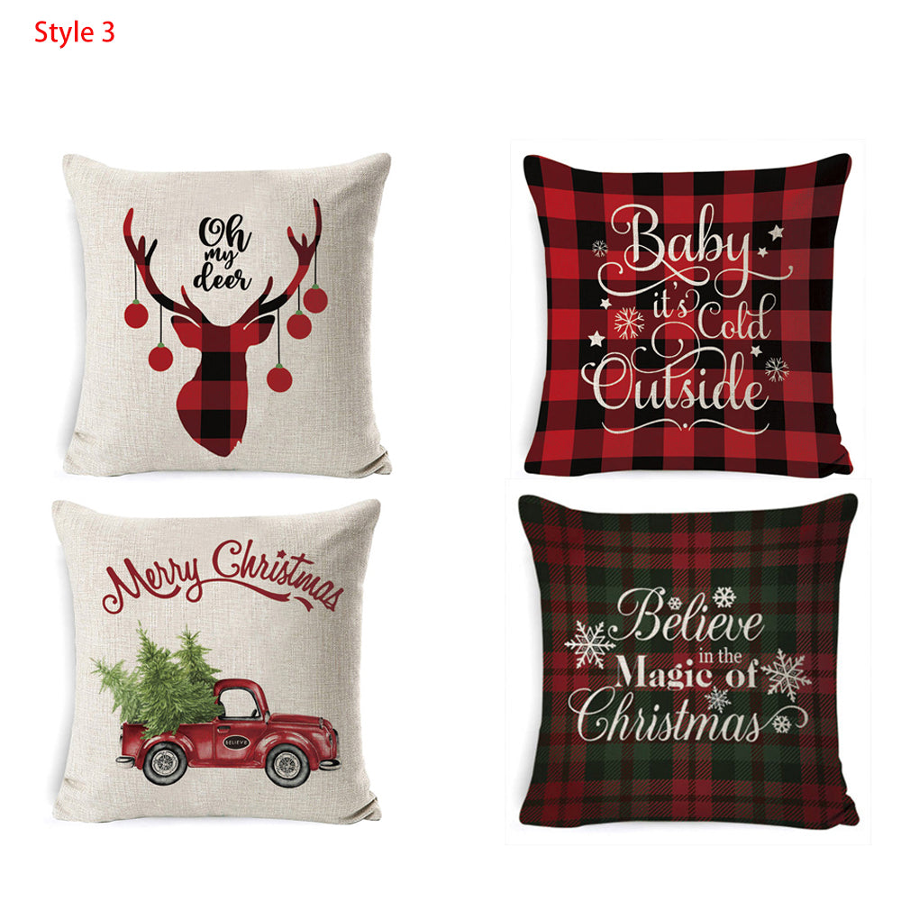 4pcs/8pcs Christmas Printed Pillowcases Cushion Covers Soft Sofa Pillow Cover Cases Home Decoration Pillowcases