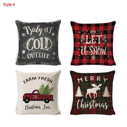 4pcs/8pcs Christmas Printed Pillowcases Cushion Covers Soft Sofa Pillow Cover Cases Home Decoration Pillowcases