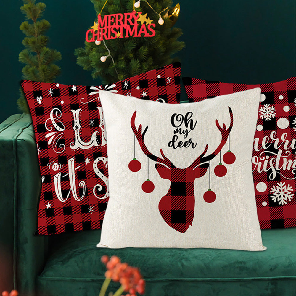4pcs/8pcs Christmas Printed Pillowcases Cushion Covers Soft Sofa Pillow Cover Cases Home Decoration Pillowcases