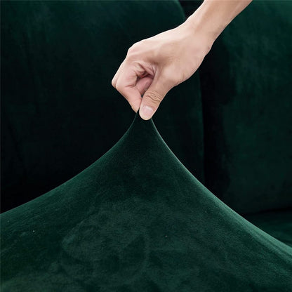 Stretch Velvet Sofa Protector Cover Dark Green