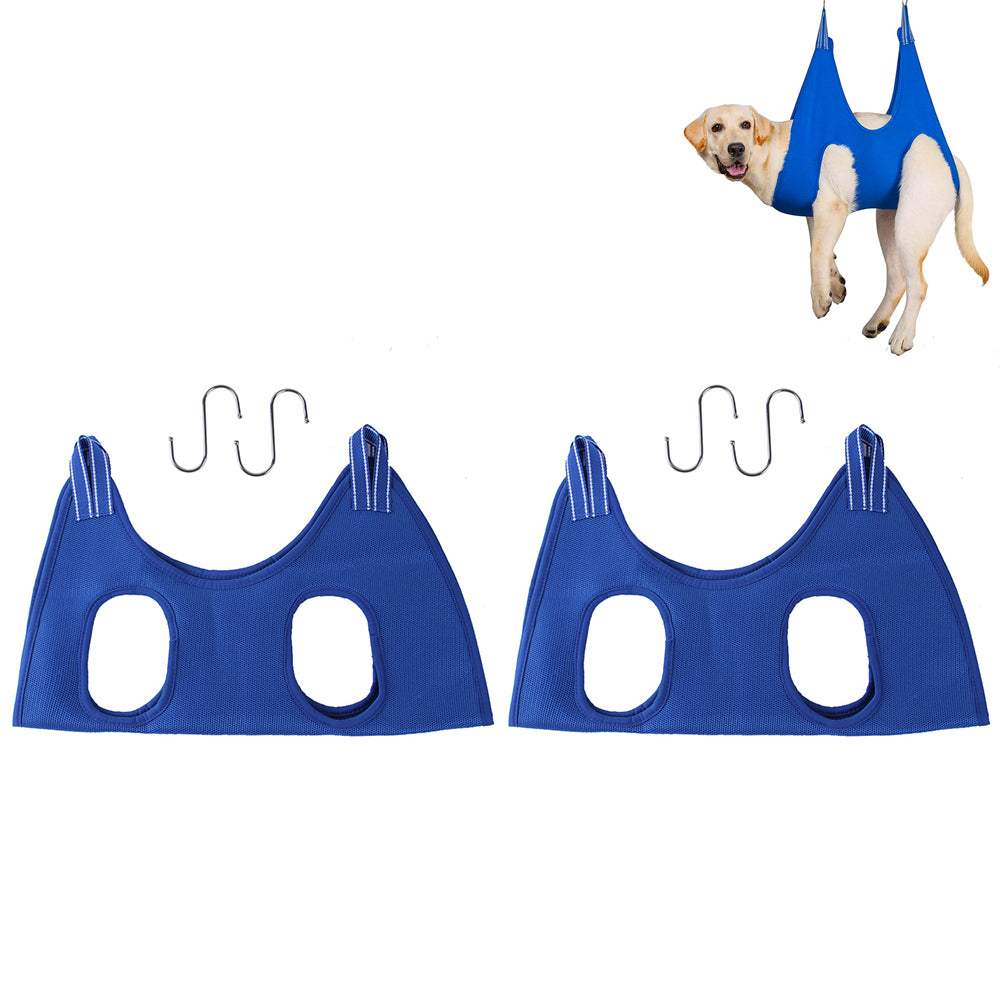 2Pcs Hammock Helper Pet Dog Cat Grooming Restraint Bags for Bathing Trimming Nail-Blue