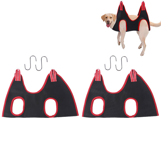 2Pcs Hammock Helper Pet Dog Cat Grooming Restraint Bags for Bathing Trimming Nail-Red