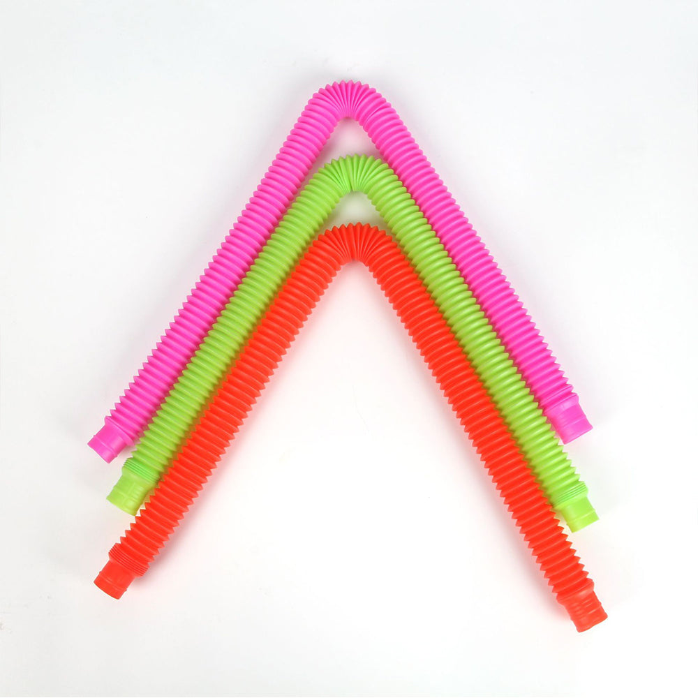 Toy 7Pcs Pop Tubes Plastic Stretch Fidget Pop Fun Toys Sensory Stress Relief Game for Kids-Seven Colors