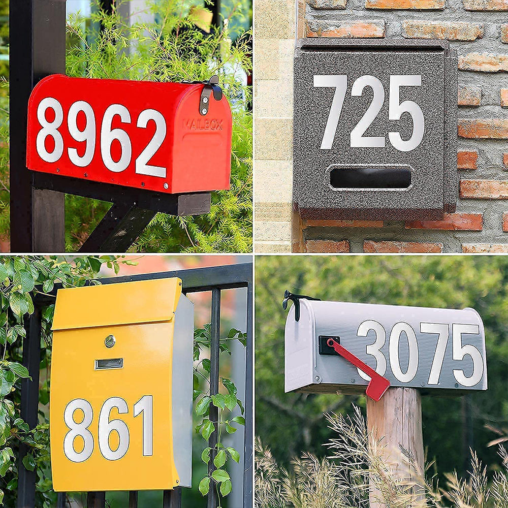 30Pcs Silver Reflective Mailbox Number Stickers