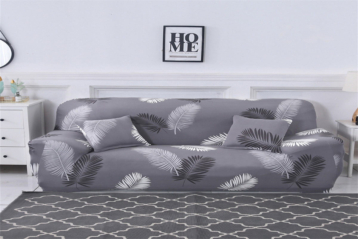 Stretch Sofa Covers High Stretch Lounge Slipcover Protector Universal Sofa Couch Cover Furniture Protector-Black Feather