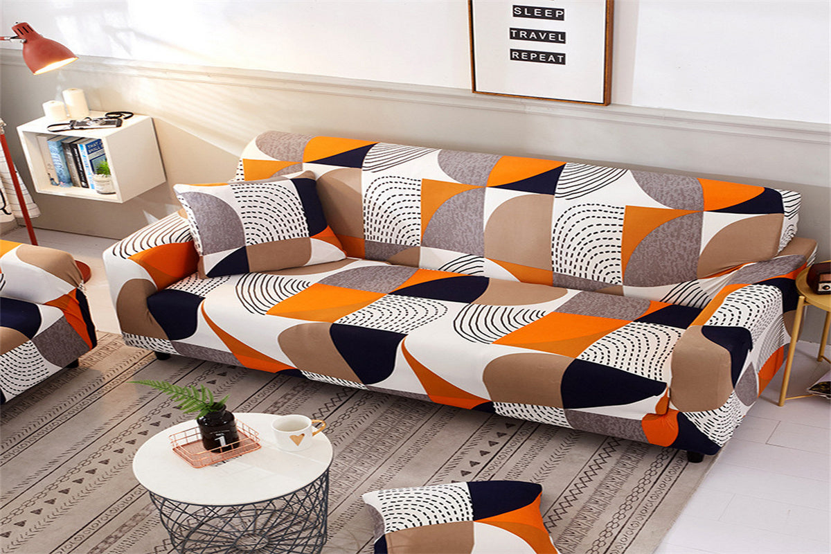 Stretch Sofa Covers High Stretch Lounge Slipcover Protector Universal Sofa Couch Cover Furniture Protector-Geometric
