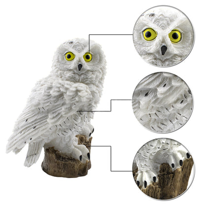 2pcs Owl Figure Solar LED Lights Resin Garden Waterproof Decorations with Stake for Outdoor Yard -White