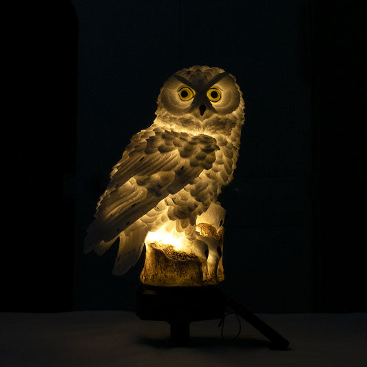 Owl Figure Solar LED Lights Resin Garden Waterproof Decorations with Stake for Outdoor Yard -Brown
