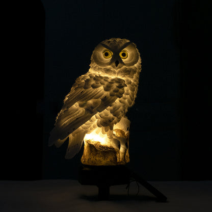 2pcs Owl Figure Solar LED Lights Resin Garden Waterproof Decorations with Stake for Outdoor Yard -White and Brown