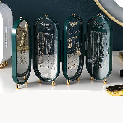 1X Jewellery Box Necklace Storage Organizer Display Earring Holder Stand Green