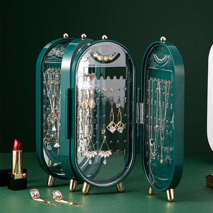 1X Jewellery Box Necklace Storage Organizer Display Earring Holder Stand Green