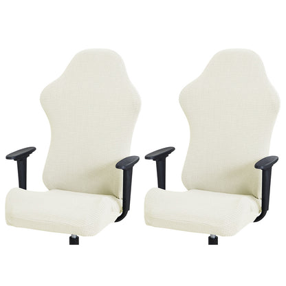 Chair Cover 2Sets Elastic Gaming Chair Cover Anti-dust Stretch Seat Chair Cover-White