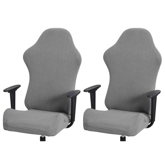 Chair Cover 2Sets Elastic Gaming Chair Cover Anti-dust Stretch Seat Chair Cover-Grey