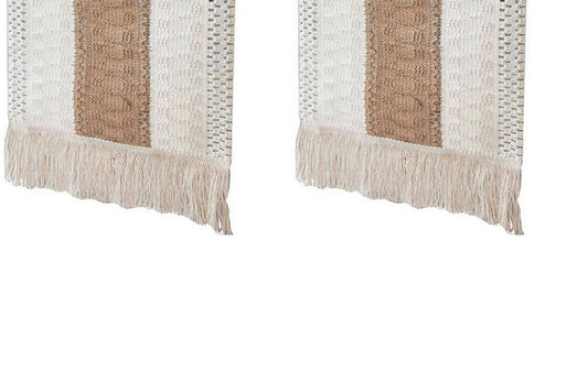 2pcs Macrame Table Runners with Tassels Natural Burlap Cotton Table Flag-Style 1