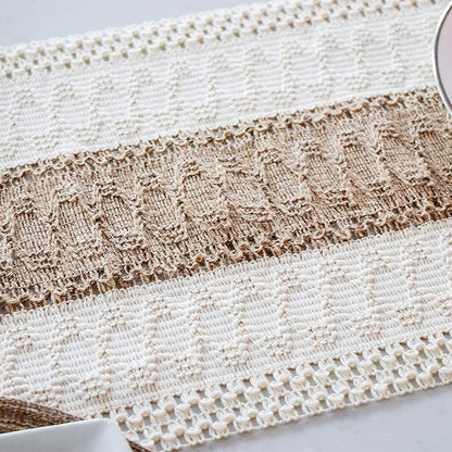 120x30cm Macrame Table Runners Burlap Cotton Table Flag with Tassels Style 2