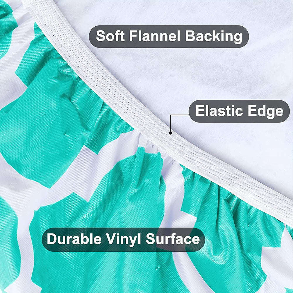 2pcs Rectangle Table Cloth Fitted Plastic Table Cover Elastic Edge Vinyl Folding Tablecloths for Picnic Party -Green