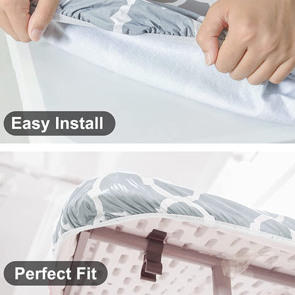 Rectangle Table Cloth Fitted Plastic Table Cover Elastic Edge Vinyl Folding Tablecloths for Picnic Party -Grey