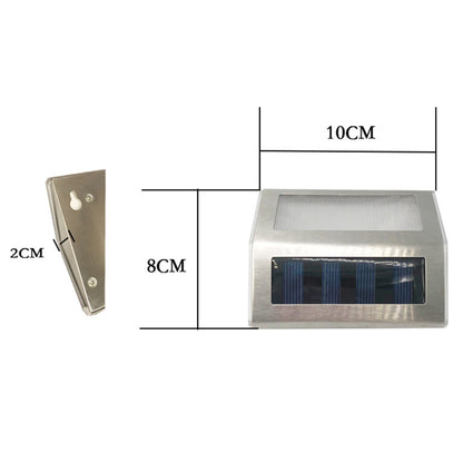 8 Pieces Waterproof Solar Wall Light 3LED Fence Lamp - White
