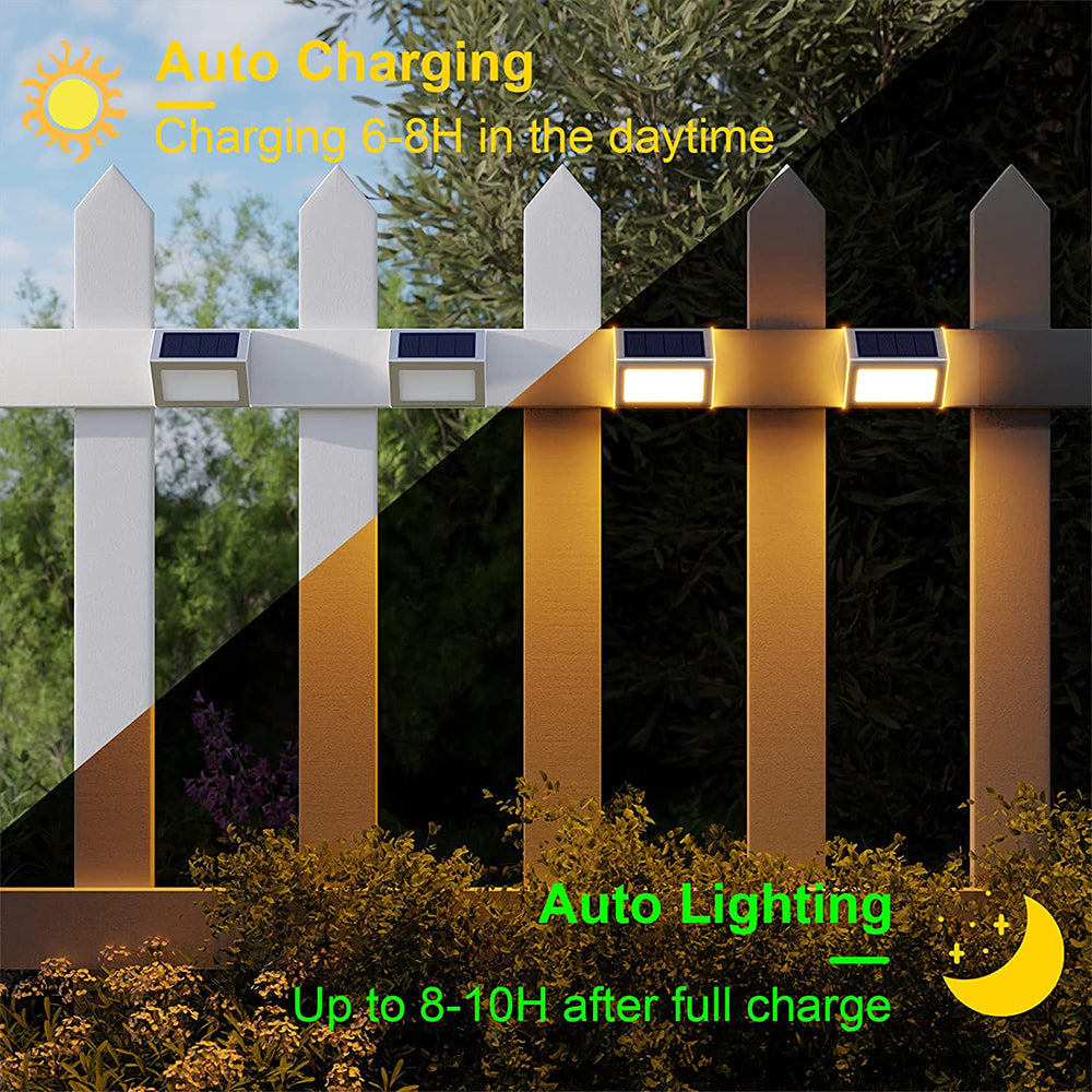 8 Pieces Waterproof Solar Wall Light 3LED Fence Lamp - Warm White