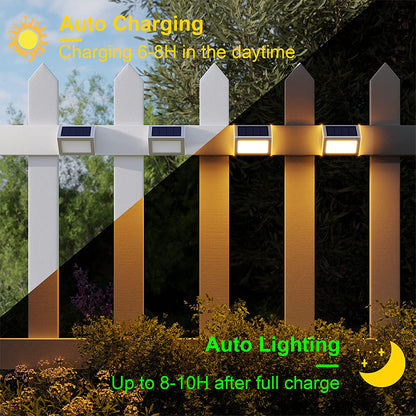 8 Pieces Waterproof Solar Wall Light 3LED Fence Lamp - Warm White