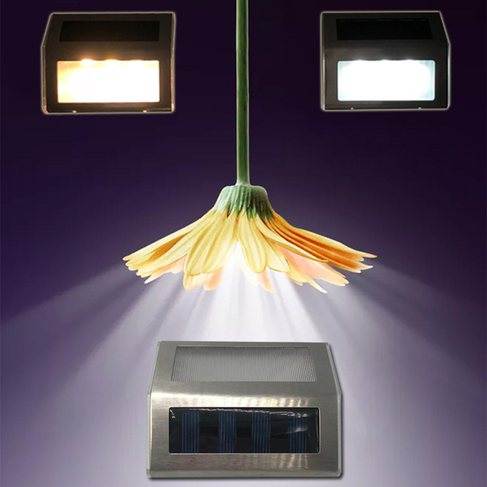 4 Pieces Waterproof Solar Wall Light 3LED Fence Lamp - Warm White