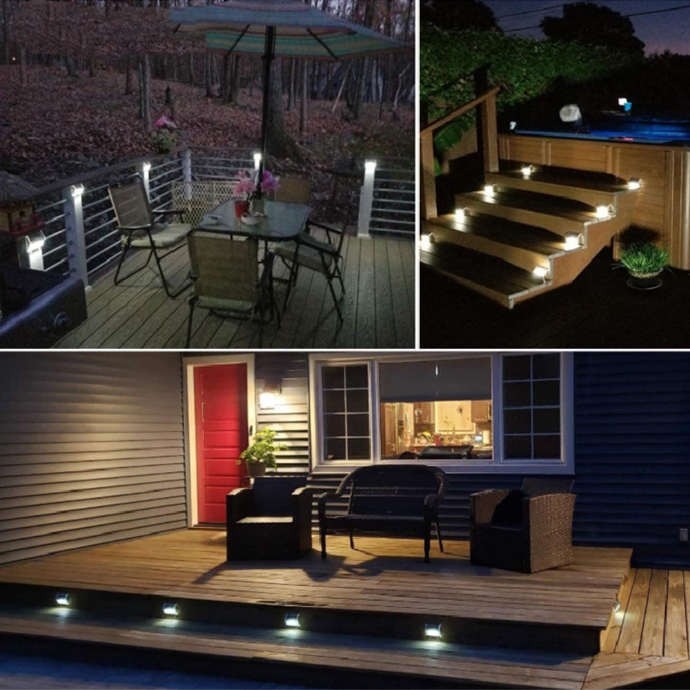 4 Pieces Waterproof Solar Wall Light 3LED Fence Lamp - White