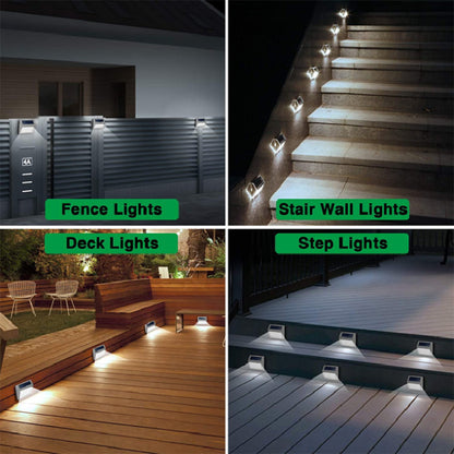 4 Pieces Waterproof Solar Wall Light 3LED Fence Lamp - White