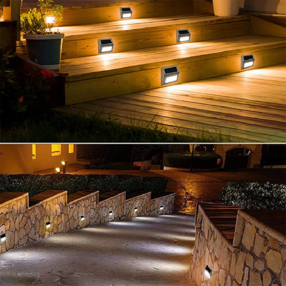 8 Pieces Waterproof Solar Wall Light 3LED Fence Lamp - Warm White