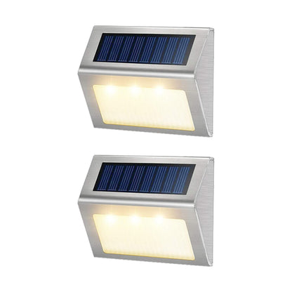 4 Pieces Waterproof Solar Wall Light 3LED Fence Lamp - Warm White
