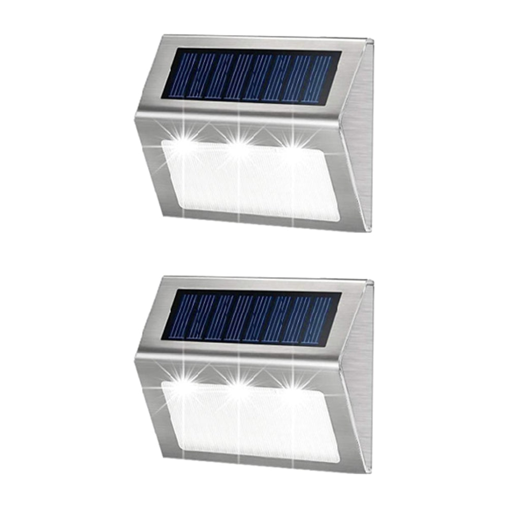 4 Pieces Waterproof Solar Wall Light 3LED Fence Lamp - White
