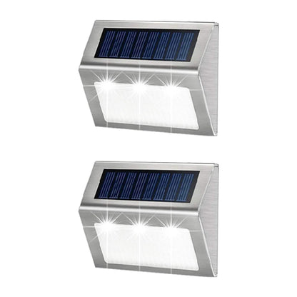 4 Pieces Waterproof Solar Wall Light 3LED Fence Lamp - White