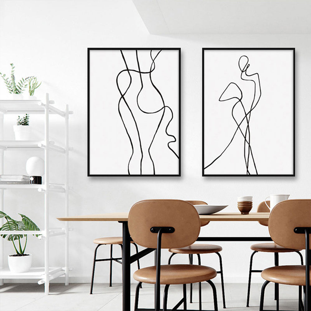 Wall Art Set of Line Art Prints Abstract Figure Printing Canvas Modern Wall Art Home Decor-Style 2