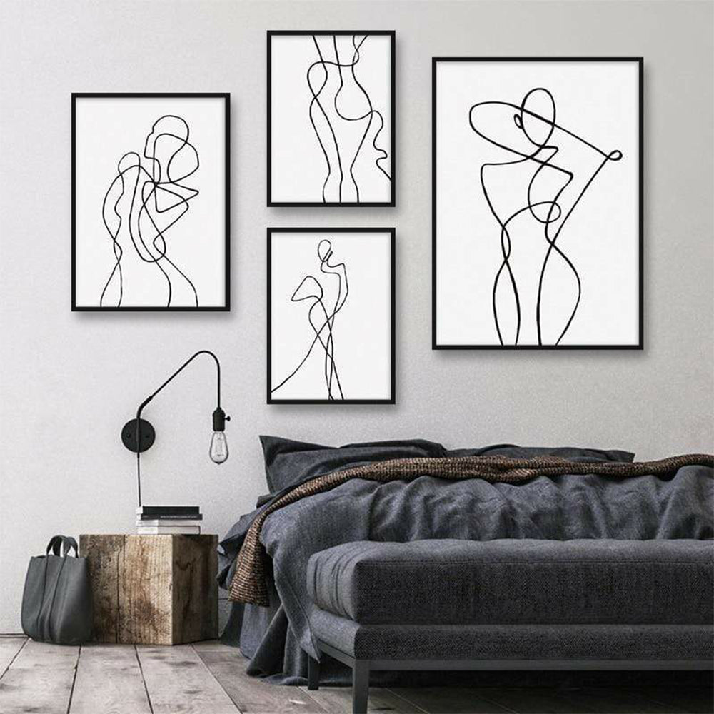Wall Art Set of Line Art Prints Abstract Figure Printing Canvas Modern Wall Art Home Decor-Style 2