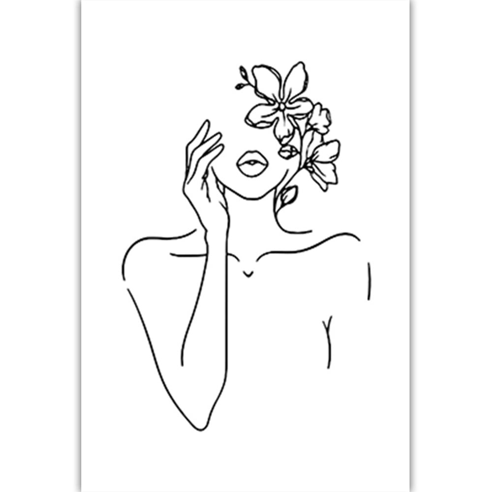 Wall Art Set of Line Art Prints Abstract Figure Printing Canvas Modern Wall Art Home Decor-Style 3