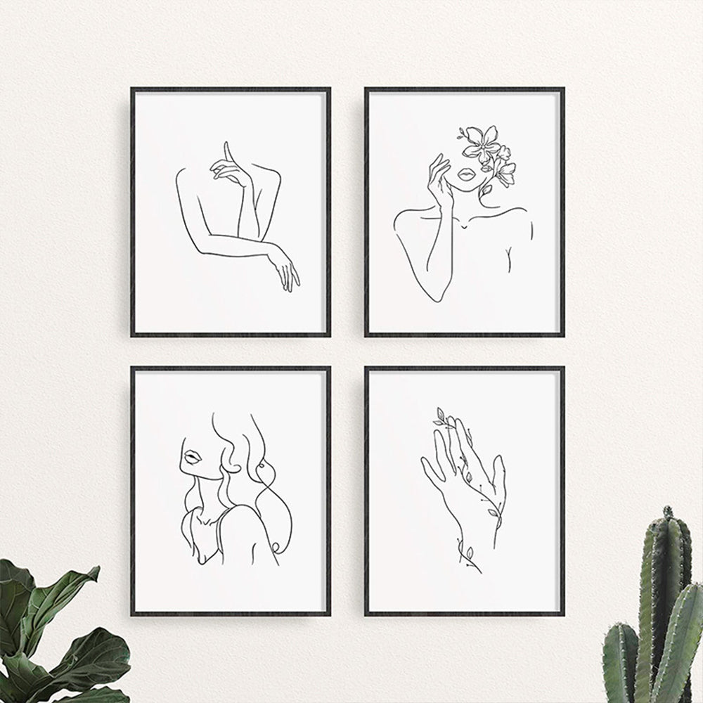 Wall Art Set of Line Art Prints Abstract Figure Printing Canvas Modern Wall Art Home Decor-Style 3
