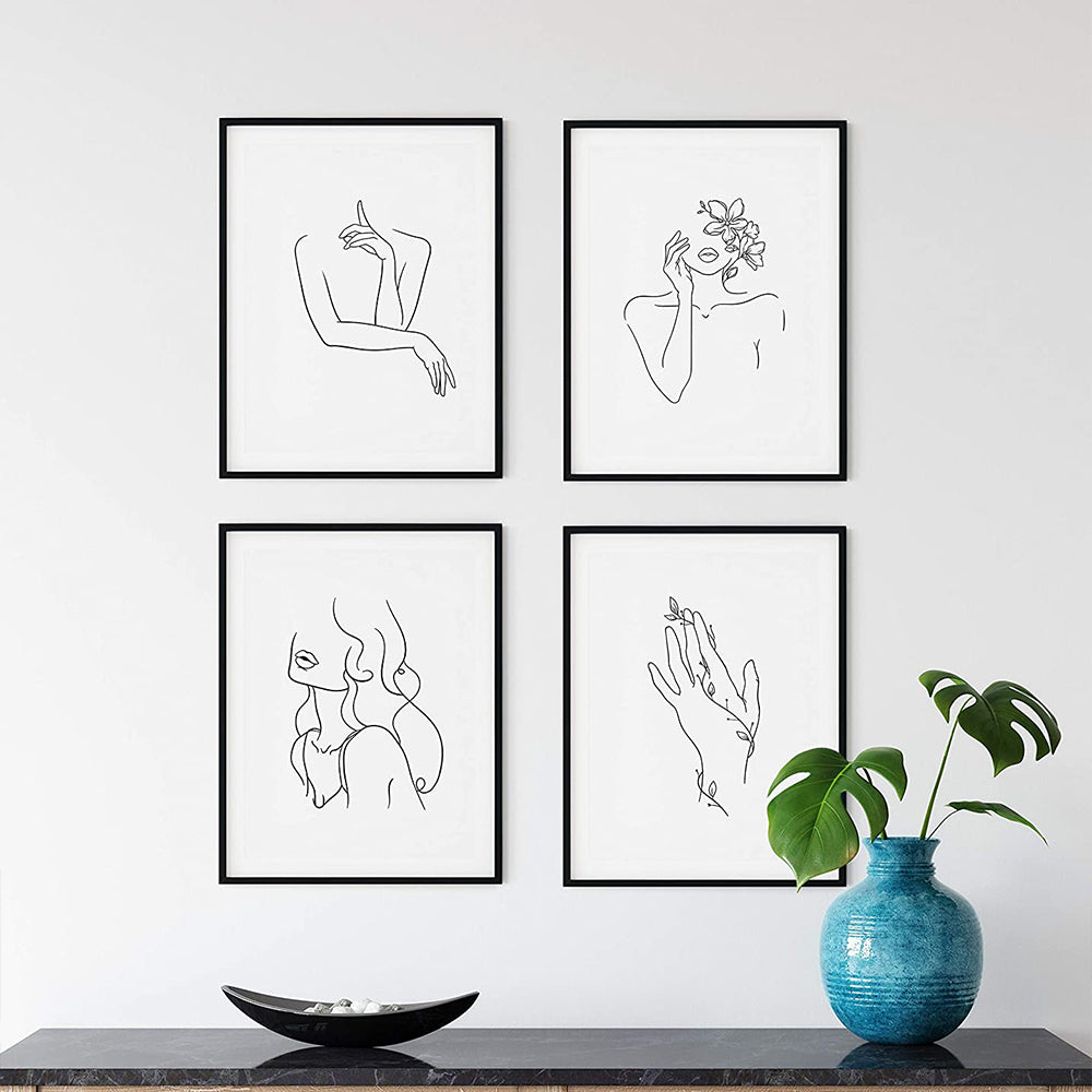 Wall Art Set of Line Art Prints Abstract Figure Printing Canvas Modern Wall Art Home Decor-Style 3