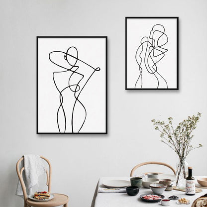 Wall Art Set of Line Art Prints Abstract Figure Printing Canvas Modern Wall Art Home Decor-Style 2