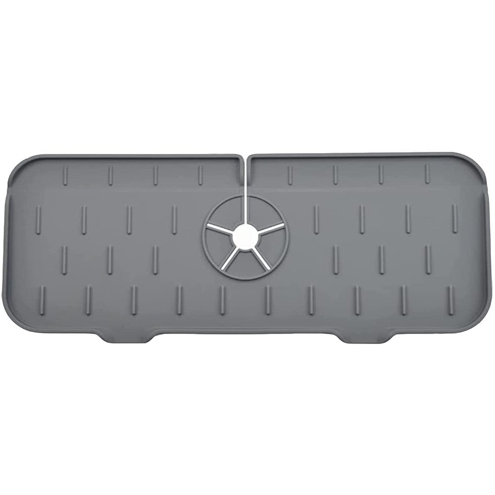 1Pc Kitchen Sink Splash Guard Silicone Faucet Water Splash Catcher Mat - Grey