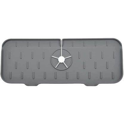 1Pc Kitchen Sink Splash Guard Silicone Faucet Water Splash Catcher Mat - Grey