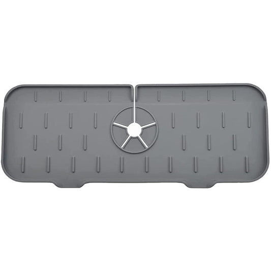 1Pc Kitchen Sink Splash Guard Silicone Faucet Water Splash Catcher Mat - Grey