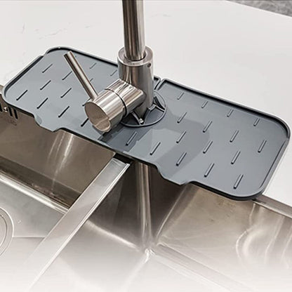 1Pc Kitchen Sink Splash Guard Silicone Faucet Water Splash Catcher Mat - Grey