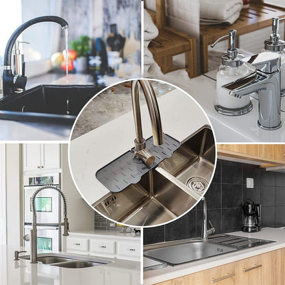 1Pc Kitchen Sink Splash Guard Silicone Faucet Water Splash Catcher Mat - Grey