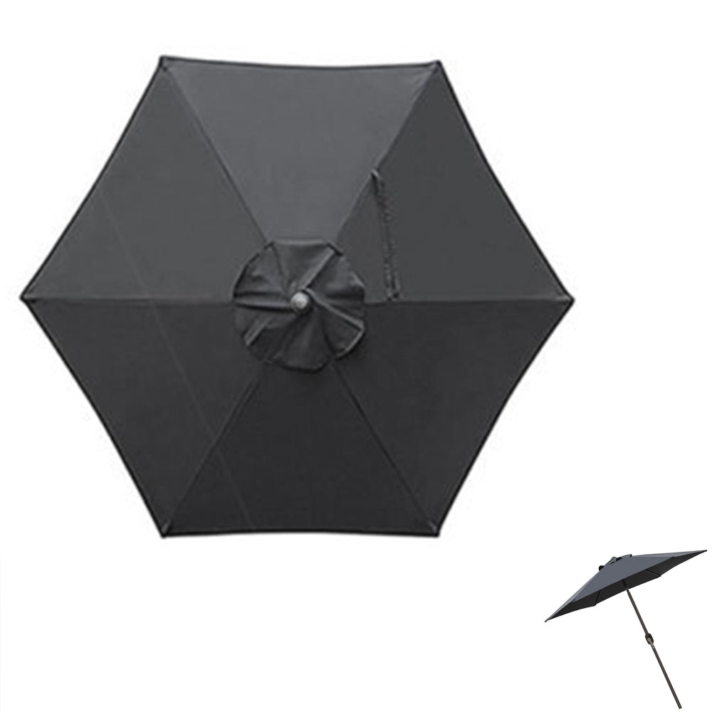 Patio Umbrella Replacement Outdoor Canopy Table Market Yard Umbrella Top Cover -Black