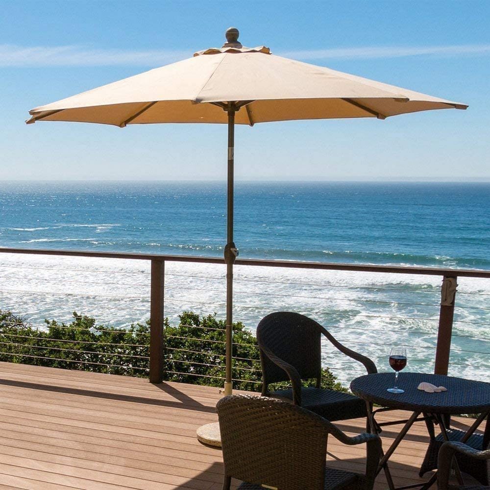 Patio Umbrella Replacement Outdoor Canopy Table Market Yard Umbrella Top Cover -Khaki